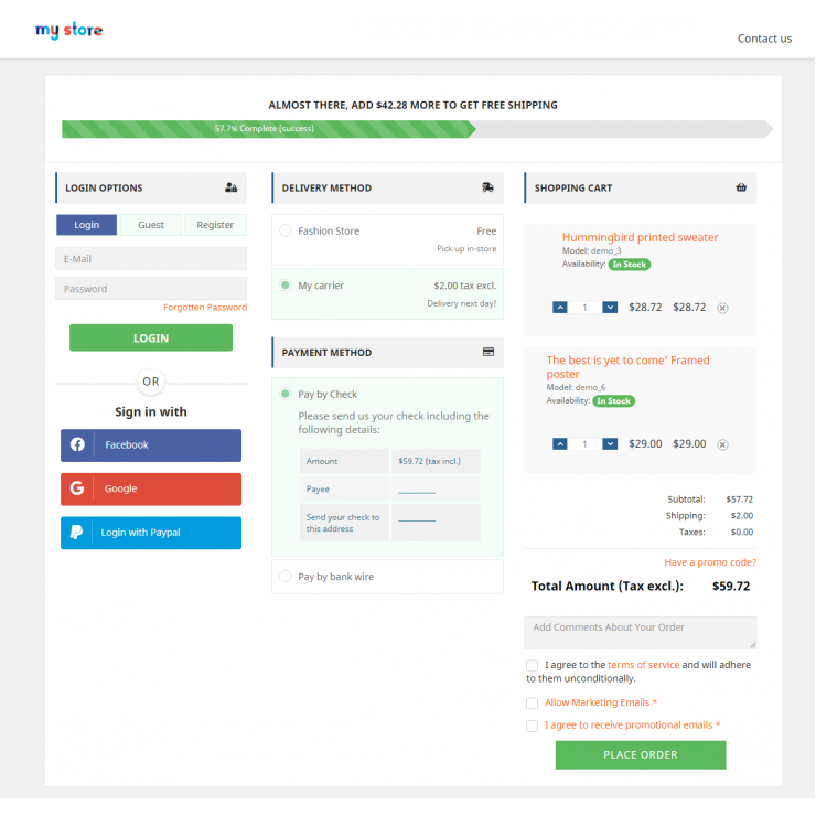 Knowband prestashop one page supercheckout demo view
